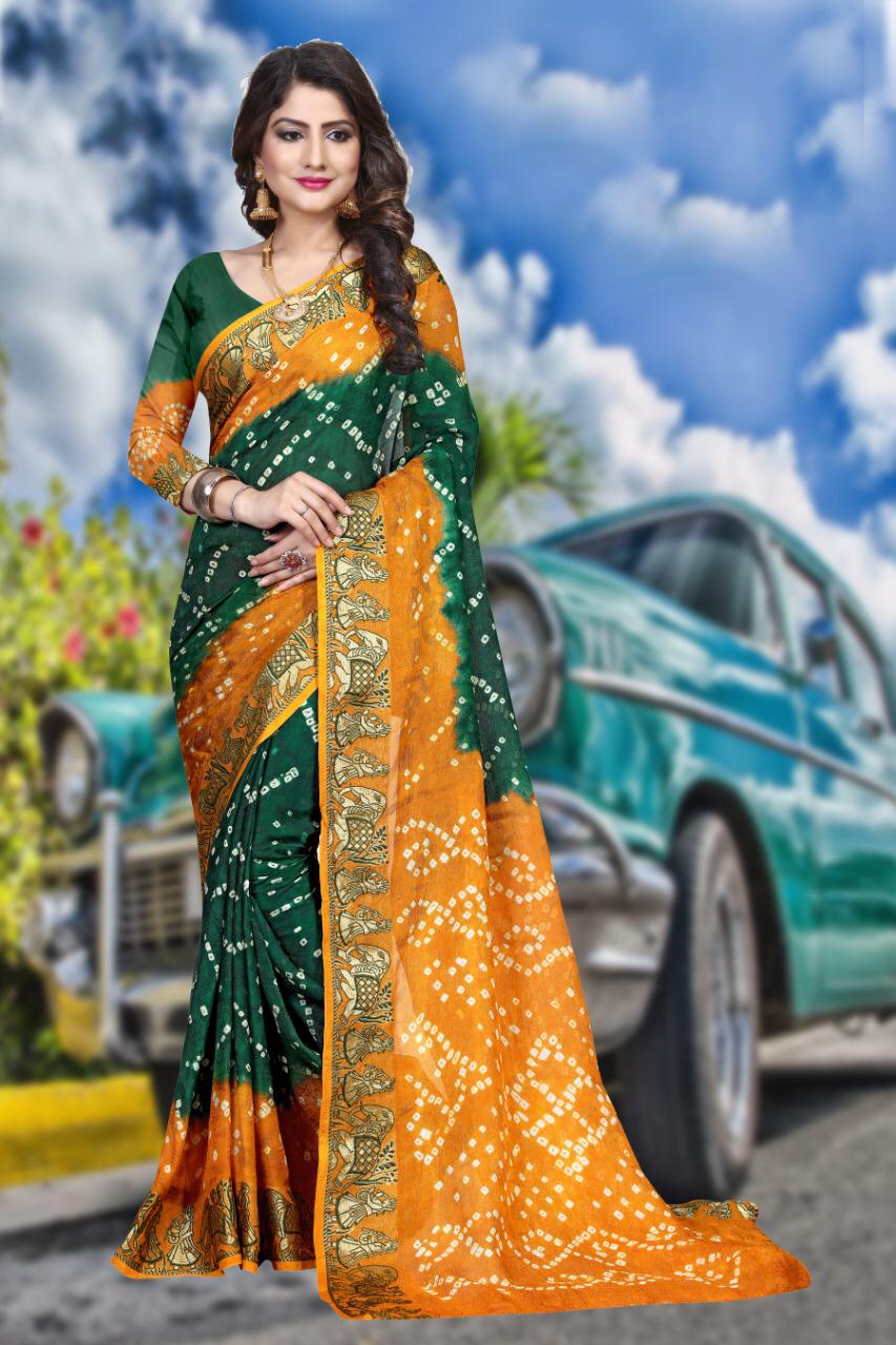 Palak Bandhej Latest Fancy Designer  Handicraft Pure Bandhej Silk Saree Collection